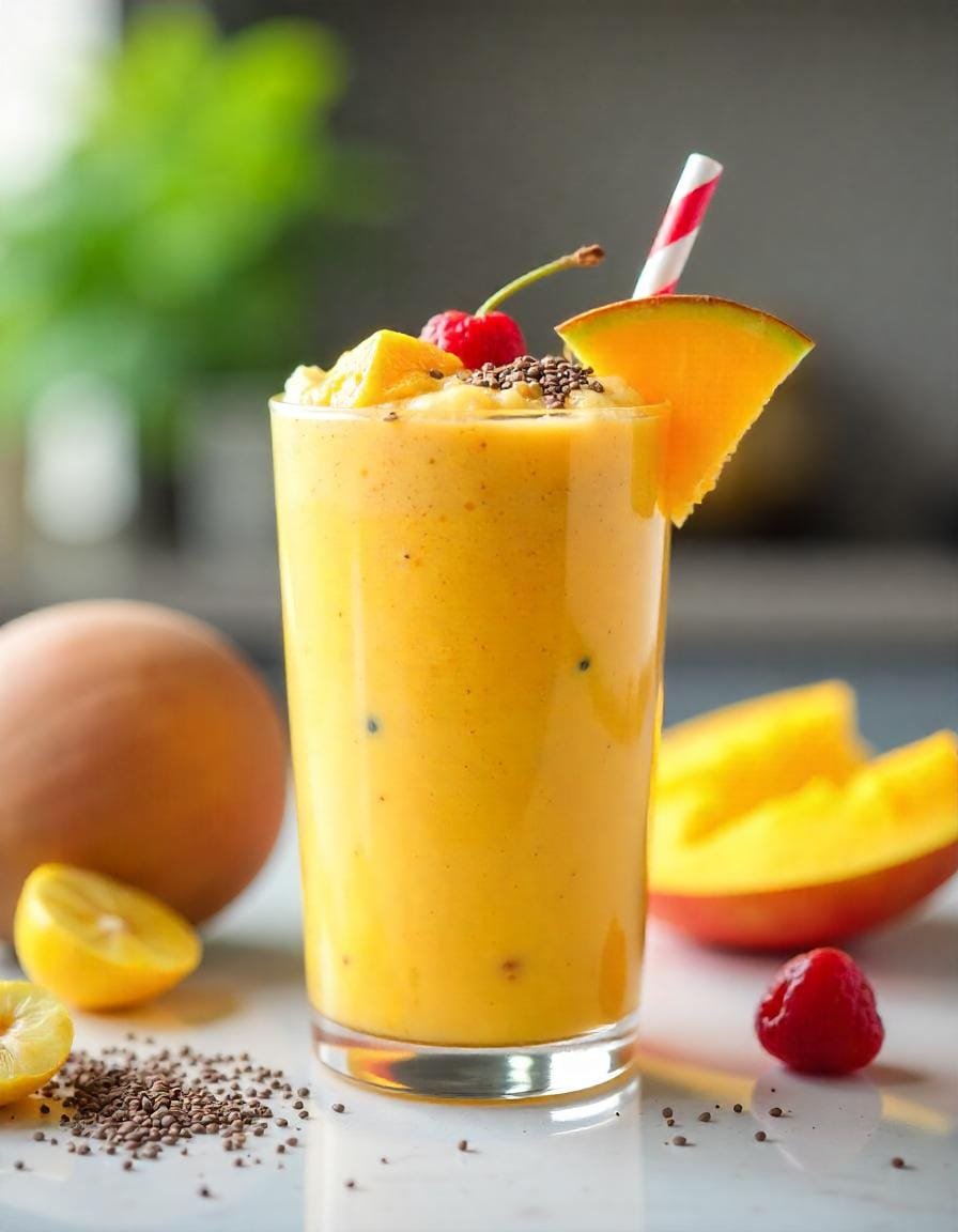 freepik a thick tropical mango coconut smoothie in an arti 98762